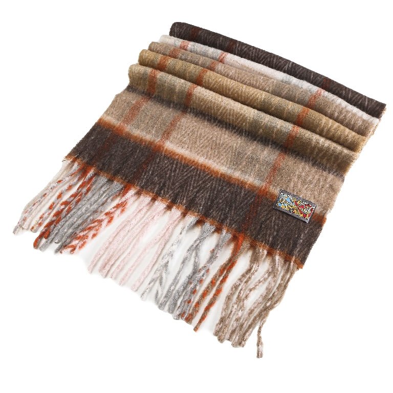 Tartan Woolly Ladies Scarf Beige 70x180cm - The Celtic Gift Store - 