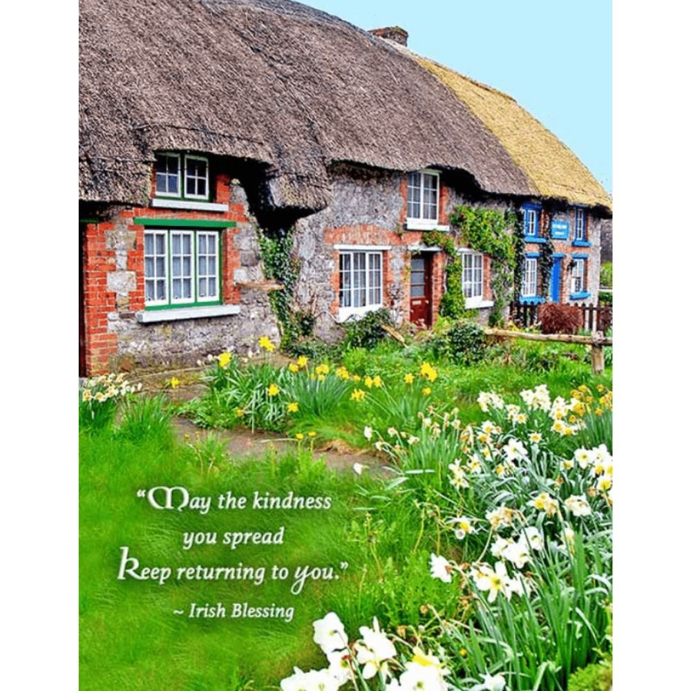 Thatched Irish Cottages Thank You Card- Irish Blessing - The Celtic Gift Store - Cards