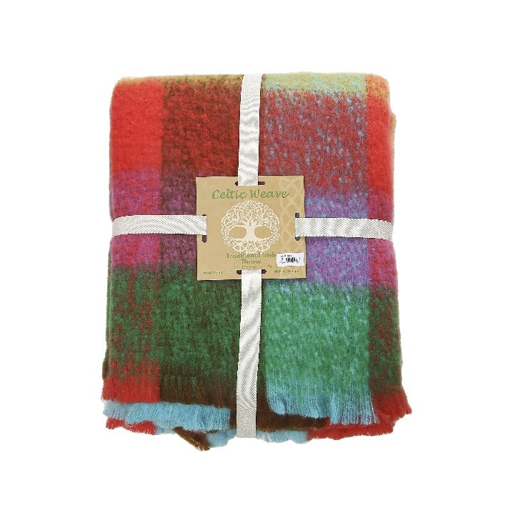 Throw Bright Check 127x 154cm 555g + 4cm Fringe - The Celtic Gift Store - 