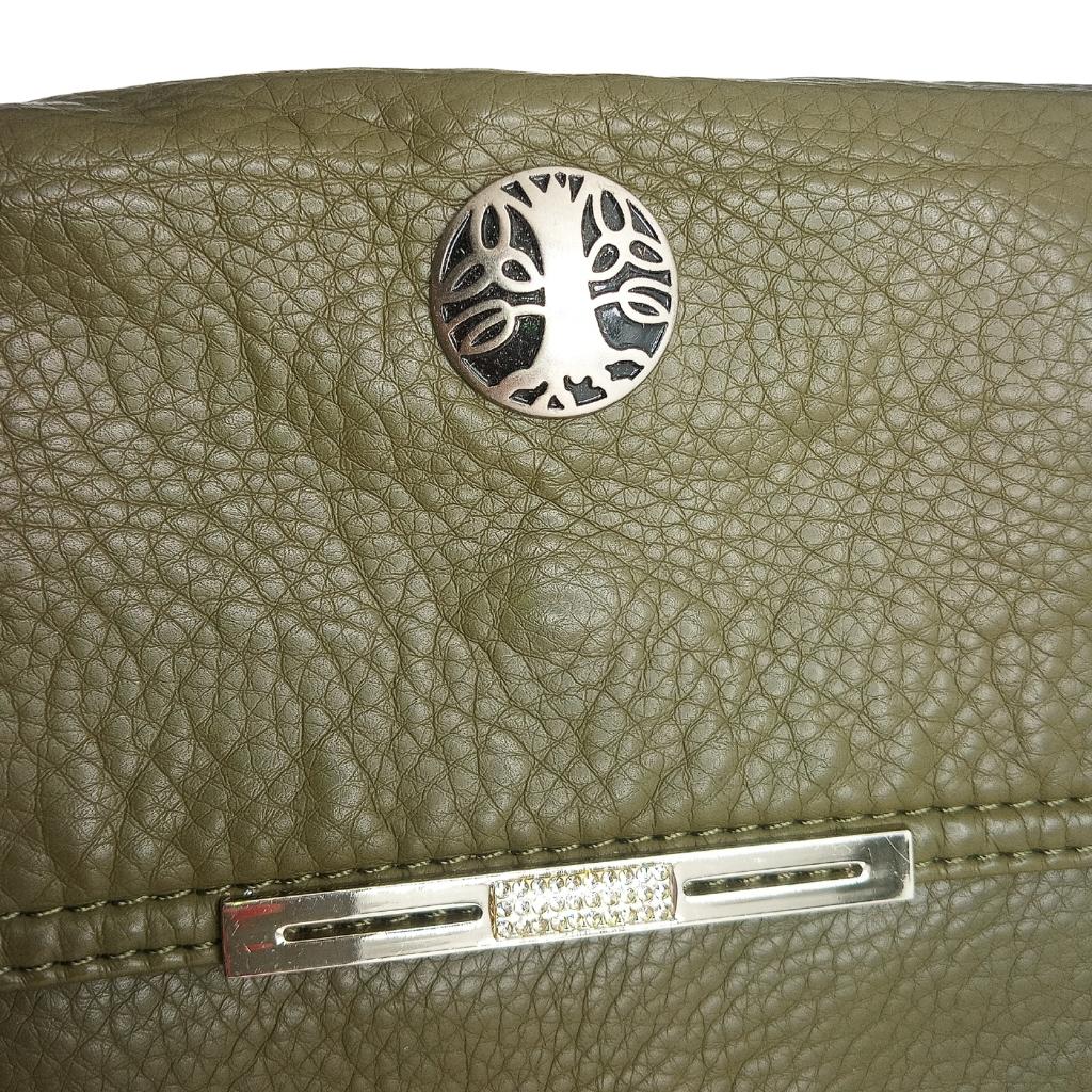 Tree of Life Double Flap Crossbody Bag - Olive Green