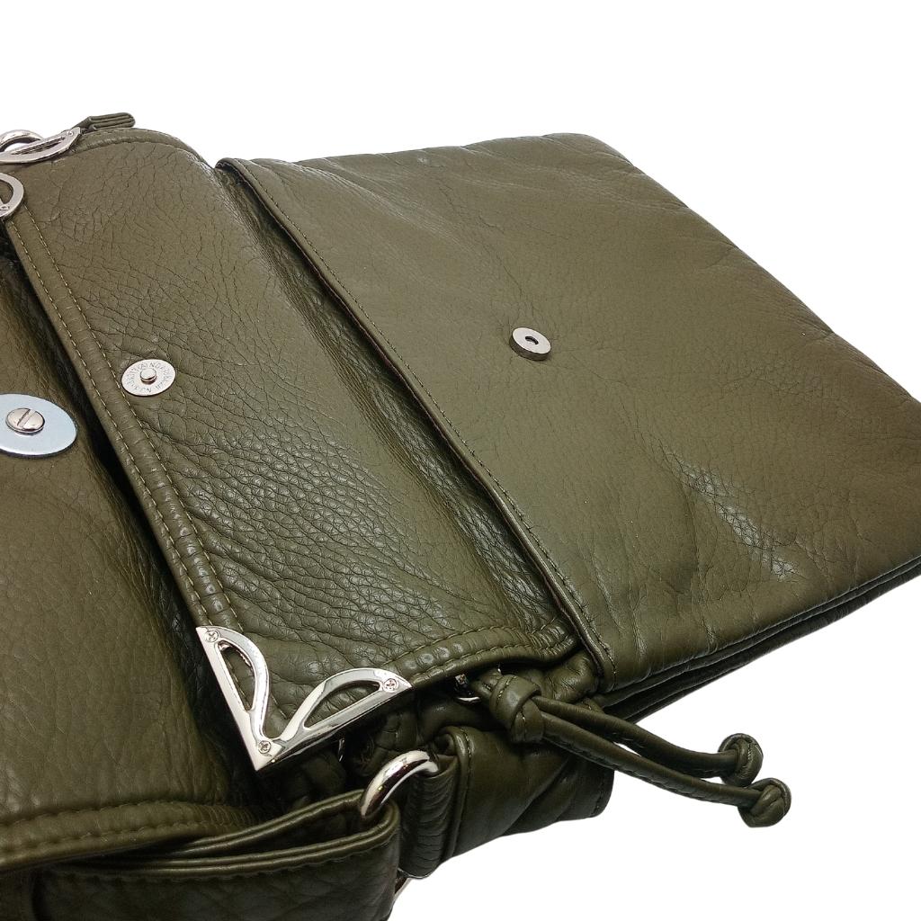 Tree of Life Double Flap Crossbody Bag - Olive Green