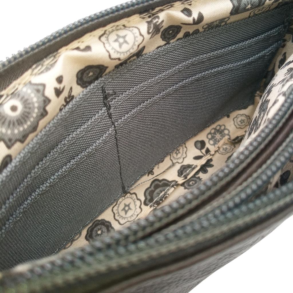 Tree of Life Tri Zip Pocket Bag- Dark Grey