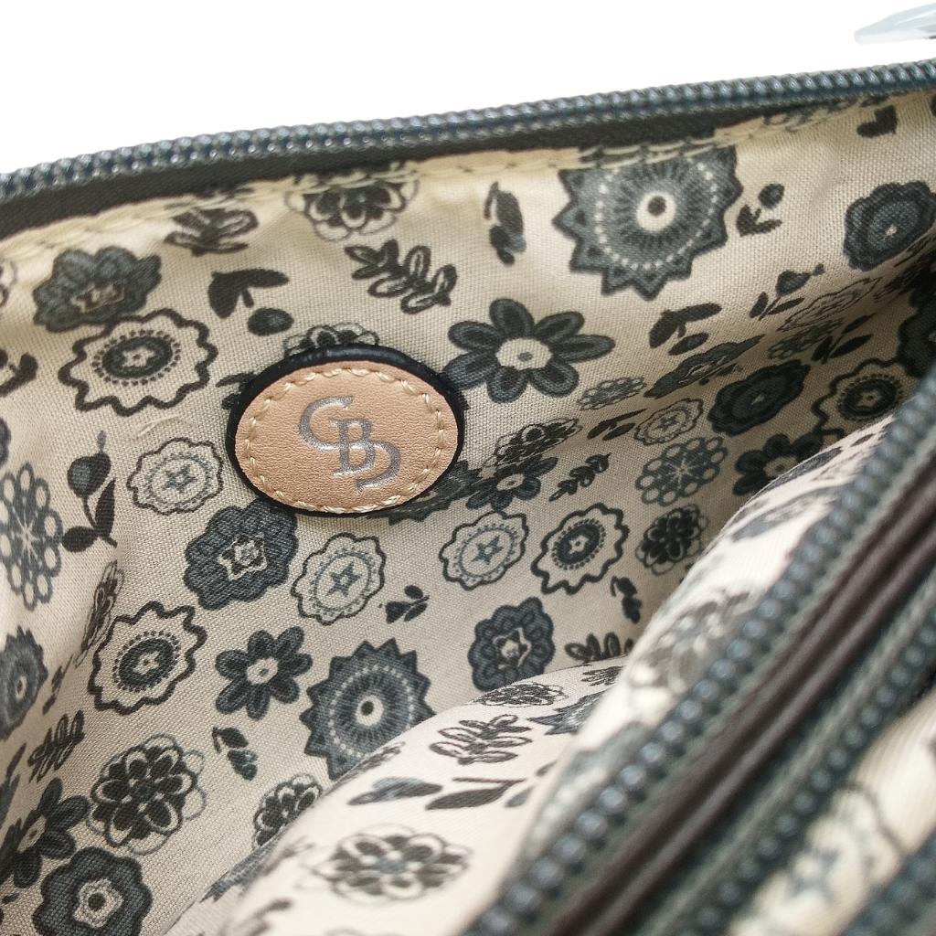 Tree of Life Tri Zip Pocket Bag- Dark Grey