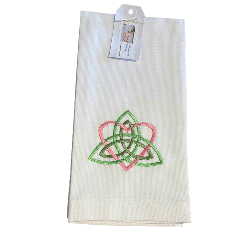 Trinity and Heart Embroidered Tea Towel - The Celtic Gift Store - Kitchenware