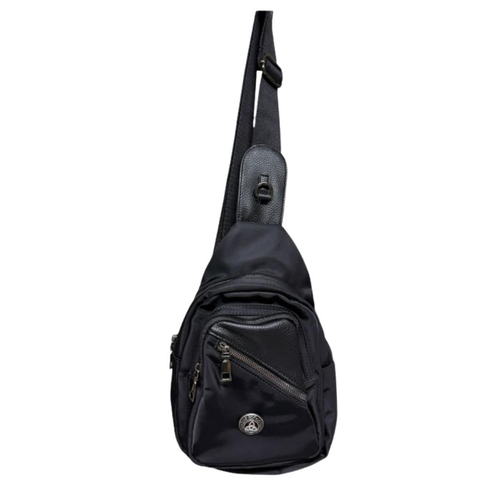 Trinity Knot Nylon Sling Bag- Black