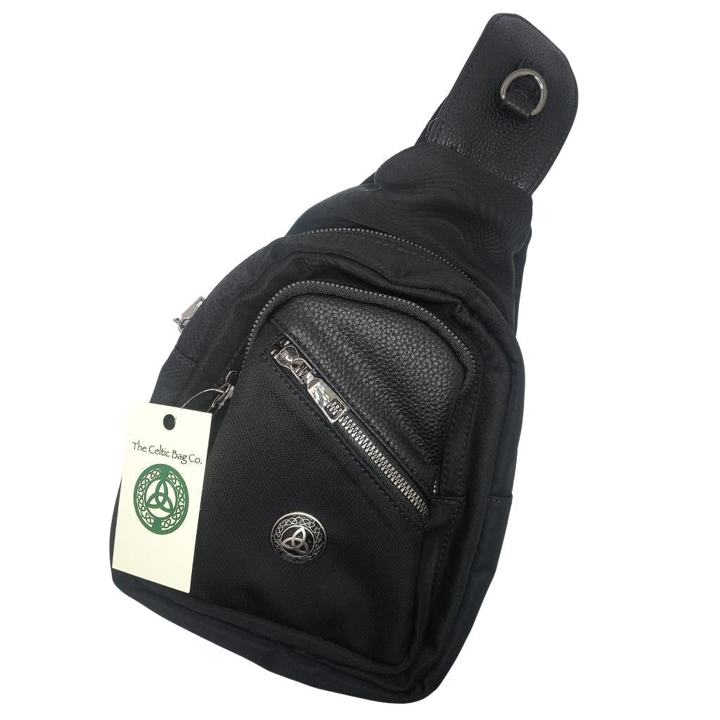 Trinity Knot Nylon Sling Bag- Black