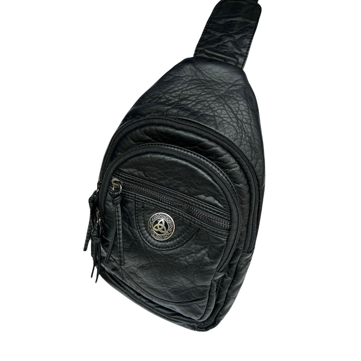 Trinity Knot Washed Pocket Sling Bag - Black