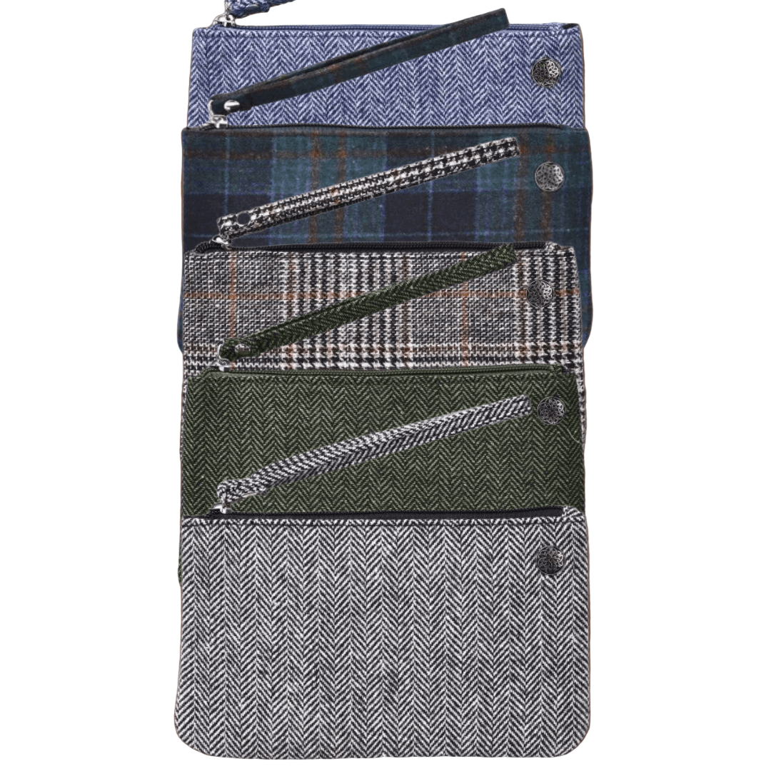 Tweed Wristlet with Celtic Button - The Celtic Gift Store - Handbags