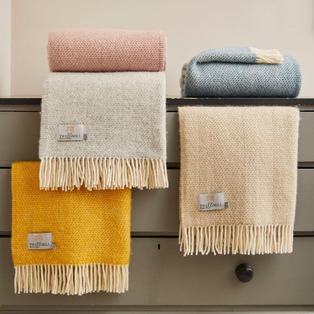 Tweedmill Beehive Petrol Wool Throw 100% Pure Wool