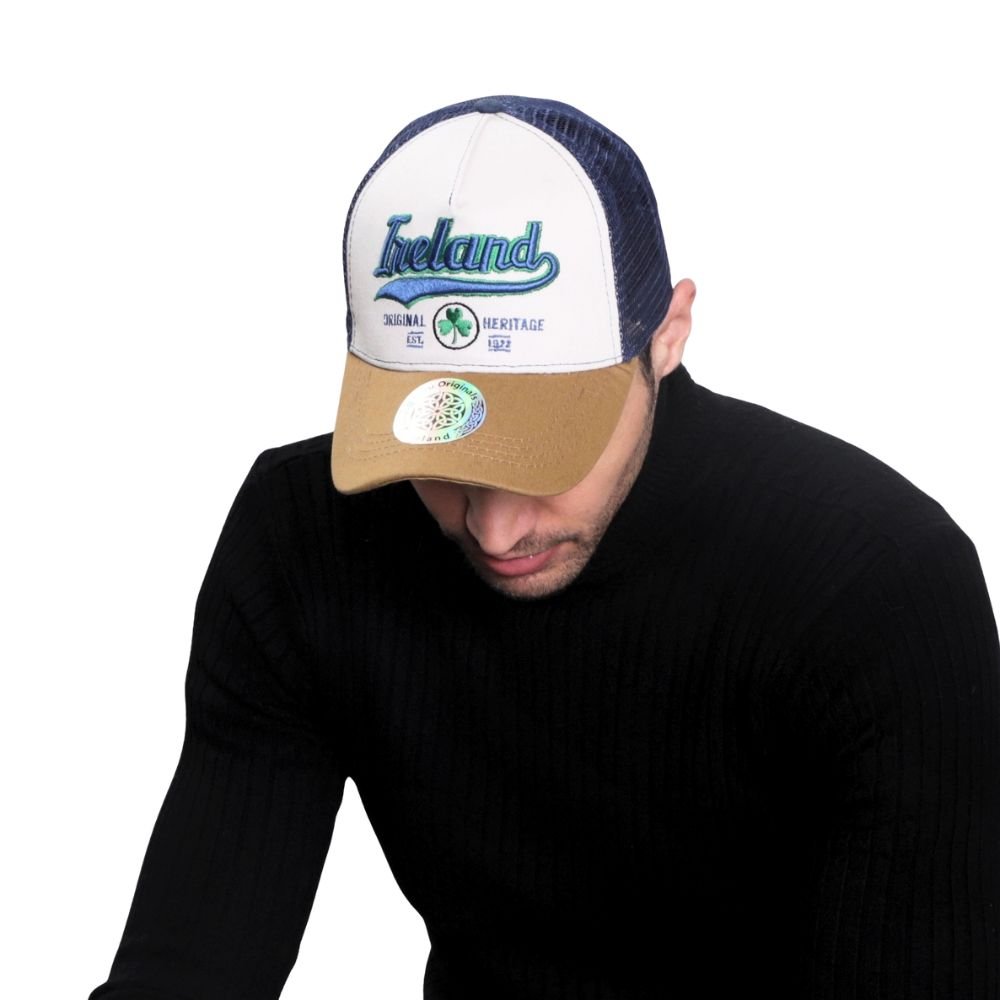 White/Blue Ireland Trucker Cap