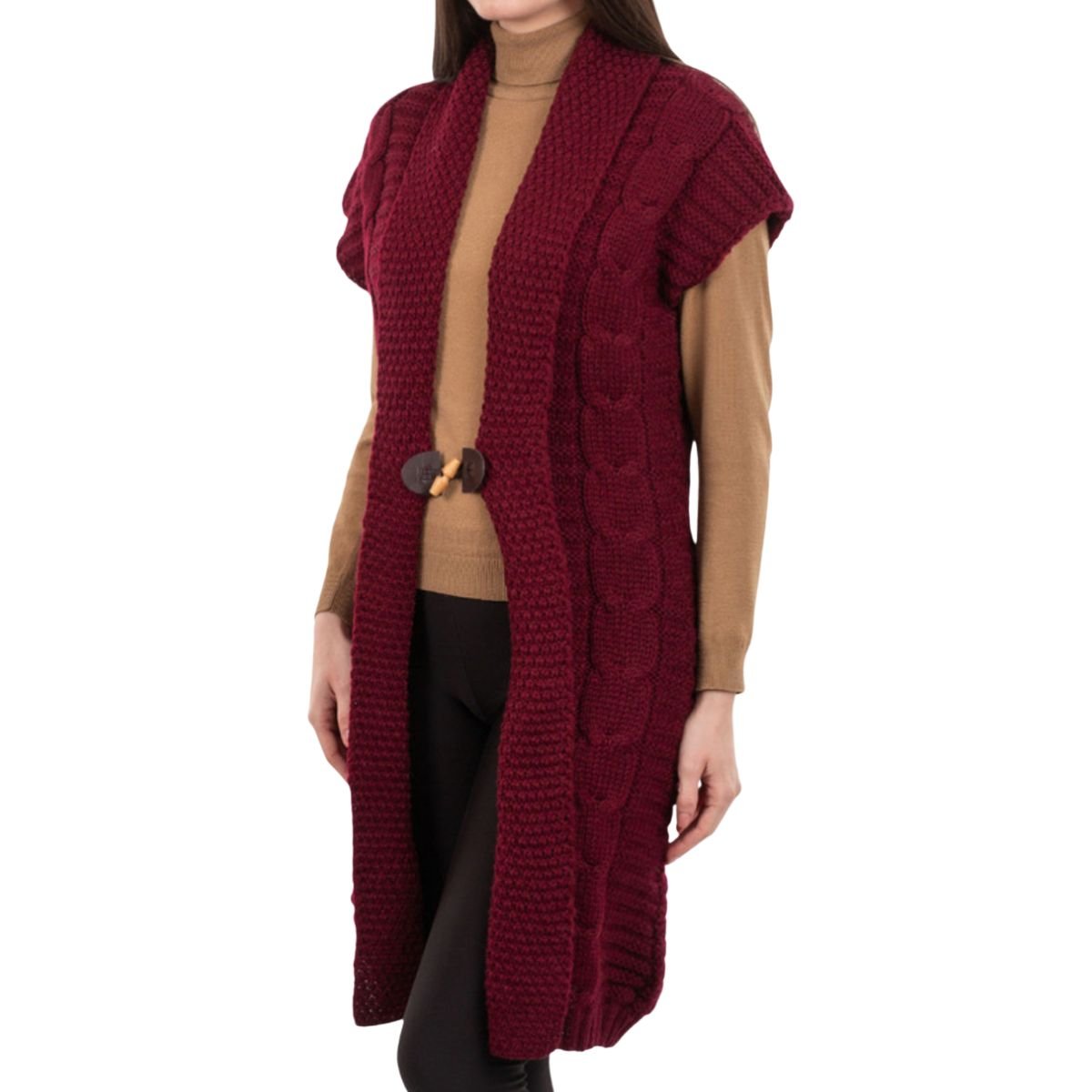 Wool Sleeveless Shawl Collar Cardigan
