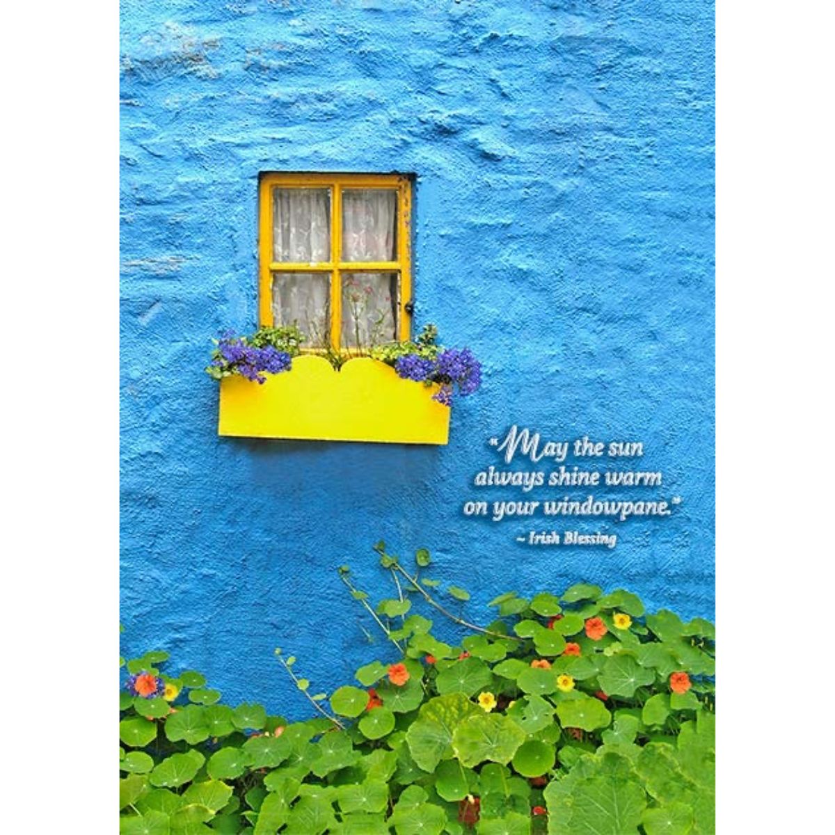Yellow Irish Cottage Window Get Well Soon Card - Irish Blessing