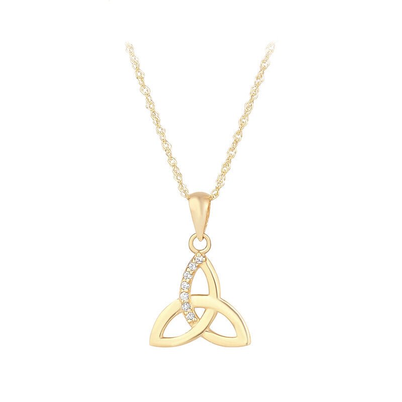 10K Gold Trinity Knot Necklace with CZ - The Celtic Gift Store - Necklaces