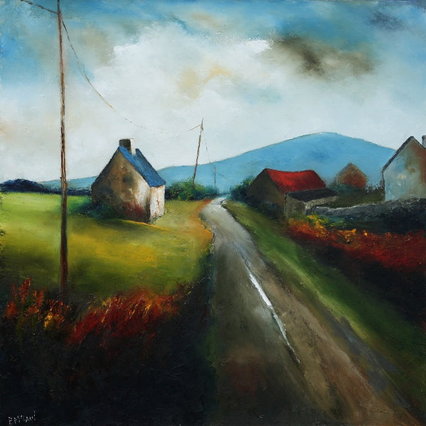 'A Country Road' by Padraig McCaul - Mounted Print 12"x12"