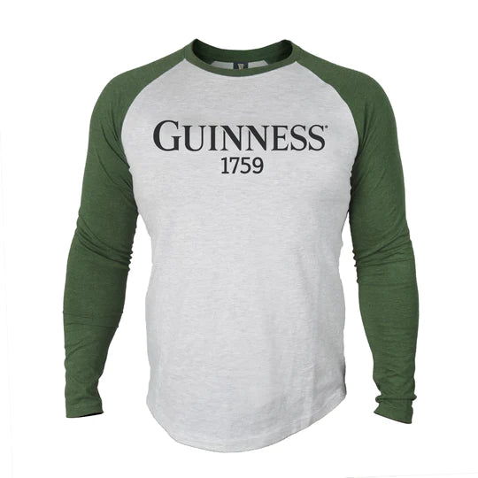 Guinness Heathered Gray Baseball Long Sleeved T-Shirt