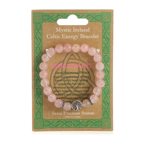 Mystic Ireland Celtic Energy Rose Quartz Semi Precious Stone Bracelet