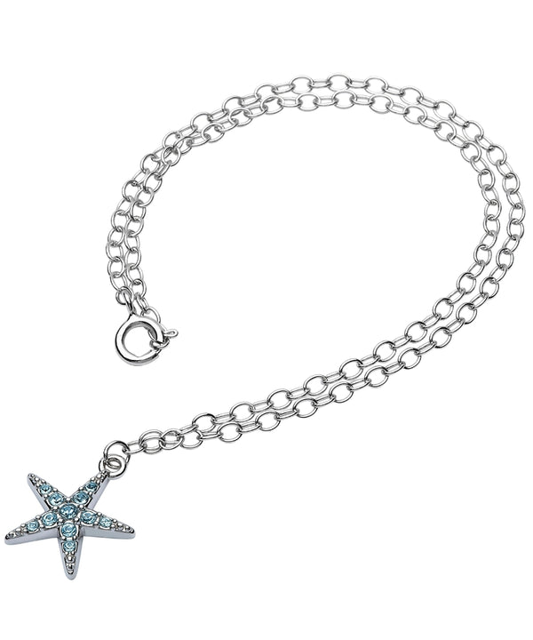 Starfish Anklet adorned with Aqua Crystals
