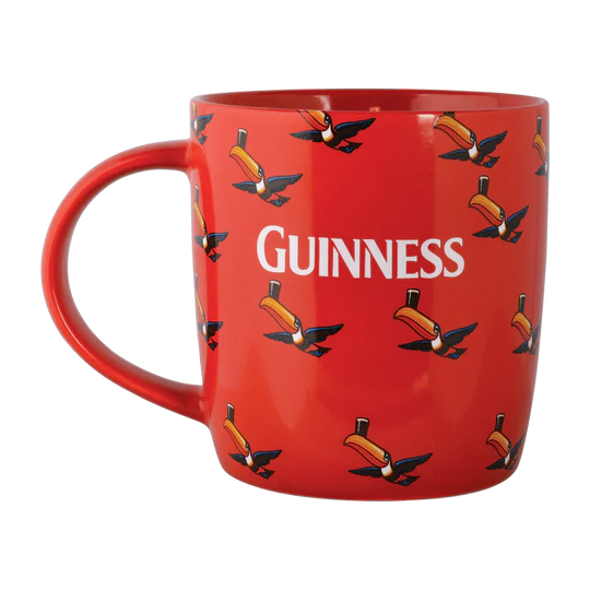 Guinnness Red Mug with Multiple Flying Toucans