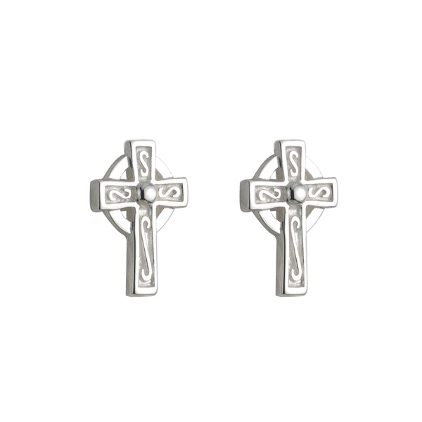 Silver Small Cross Stud Earrings