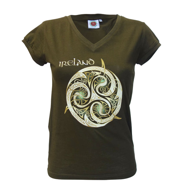 Khaki Celtic Knot Ladies T-Shirt