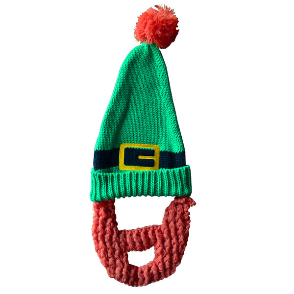 Green Knit Leprechaun Hat with Beard