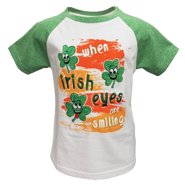 White/Green Irish Eyes Kids T-Shirt