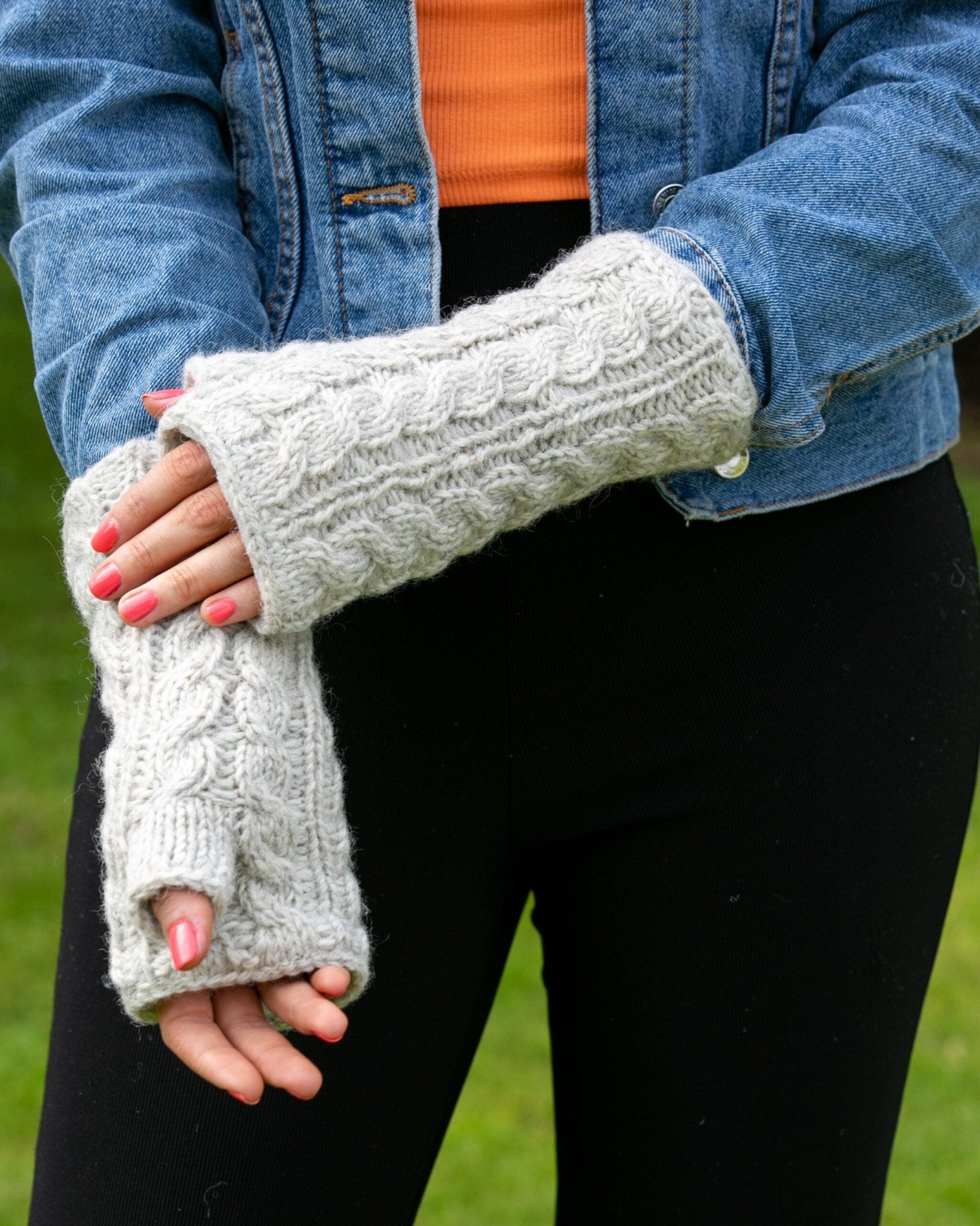 Aran Cable Handwarmers - Oatmeal - The Celtic Gift Store - 