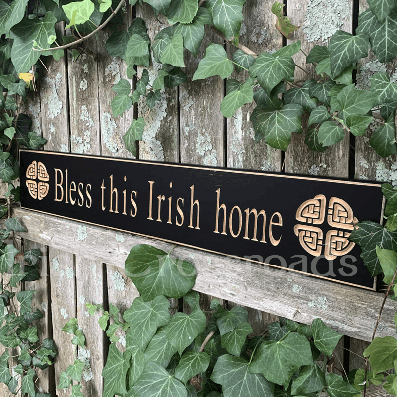 Bless This Irish Home Wooden Sign - Black - The Celtic Gift Store - Decor