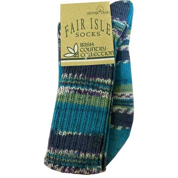 Blue and Purple Fair Isle Socks