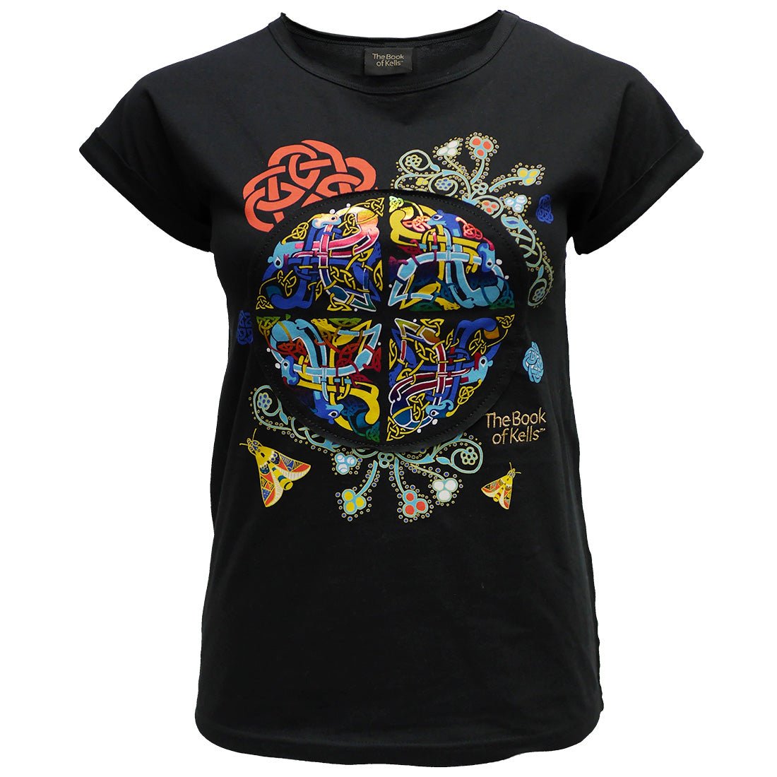 Book of Kells Black Multi Coloured Ladies T-Shirt - The Celtic Gift Store - Clothing