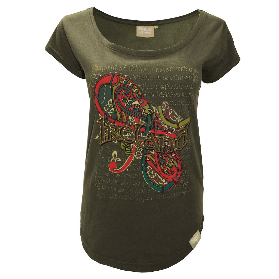 Book of Kells Green Ireland Stud Ladies T-Shirt - The Celtic Gift Store - Clothing