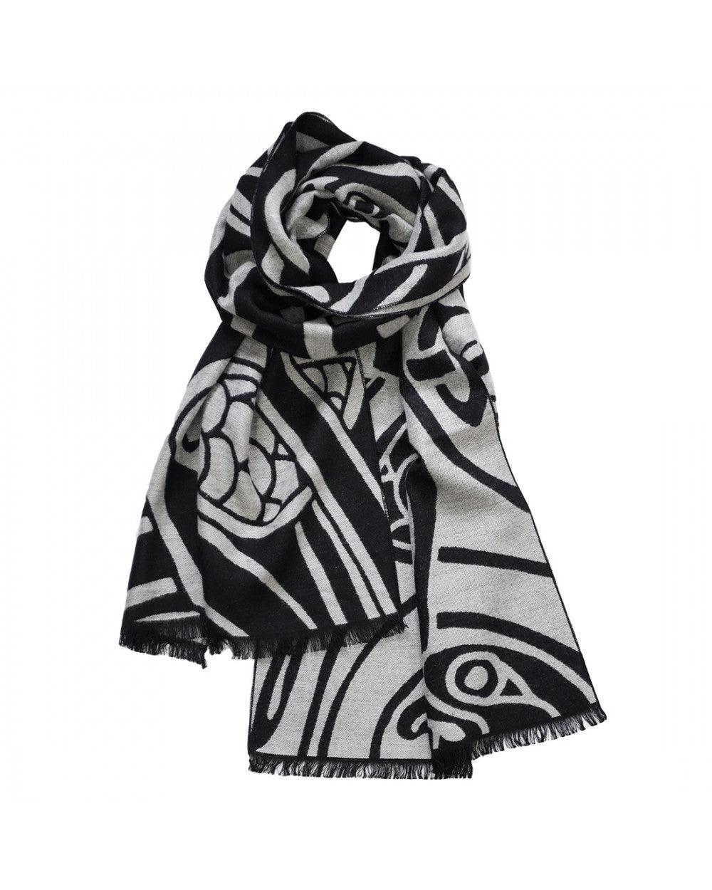 Book of Kells Grey and Black Reversible Celtic Scarf - The Celtic Gift Store - Scarves & Shawls