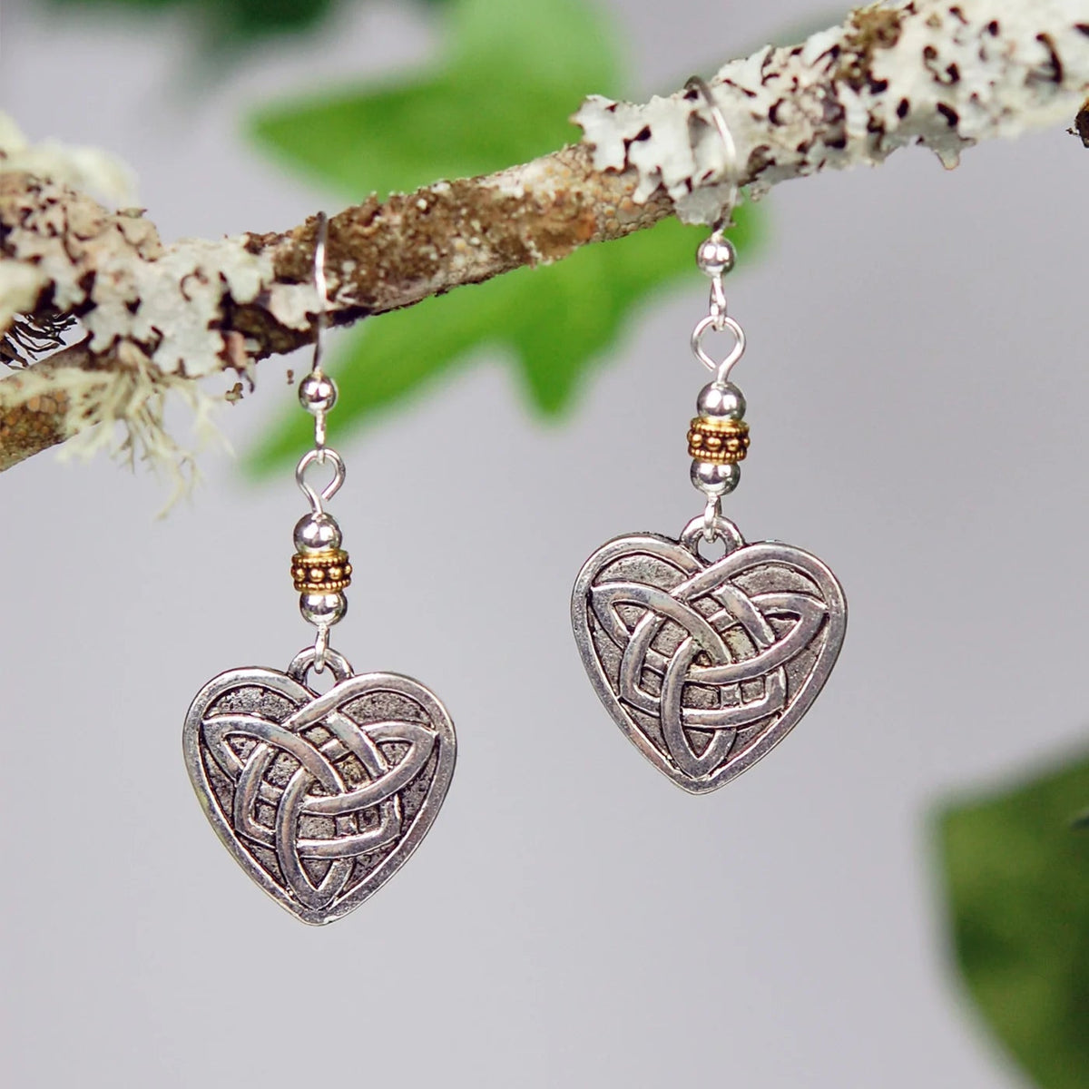 Celtic Heart with Gold Details Earrings - The Celtic Gift Store - Earrings
