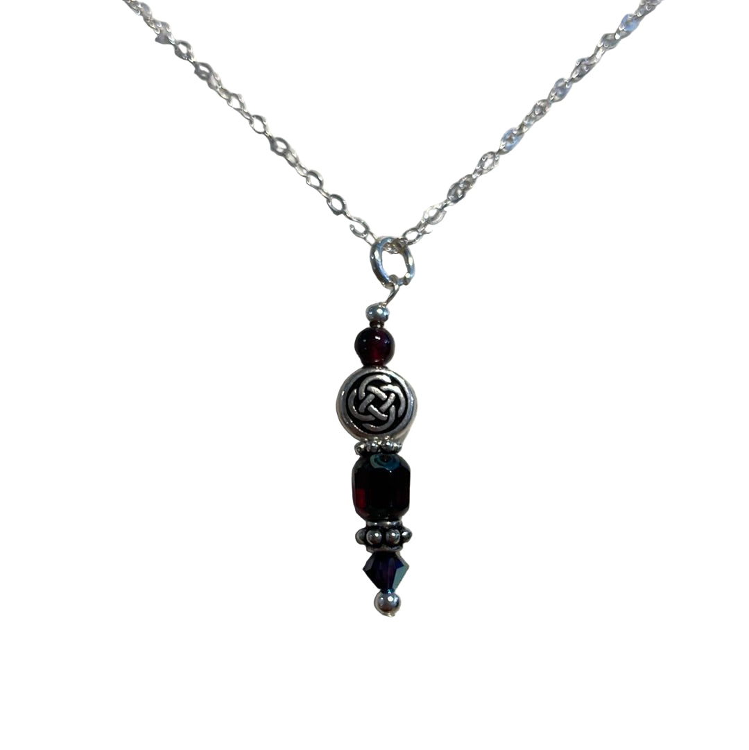 Celtic Knot with Red Garnet Pendant - The Celtic Gift Store - Necklaces