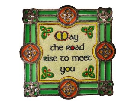 Celtic Threads May The Road Rise Embroidered Wall Plaque - The Celtic Gift Store - Decor