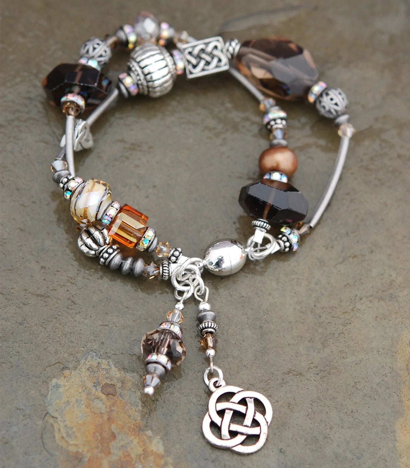 Cliodna Double - strand Smoky Quartz Bracelet - The Celtic Gift Store - bracelets