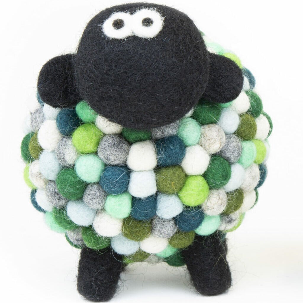 Collectible Felt Sheep - Shades of Green (Large) - The Celtic Gift Store - Decor