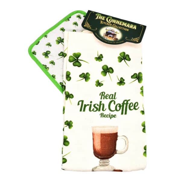 Connemara Kitchen Irish Coffee Recipe Tea Towel and Pot Holder - The Celtic Gift Store - Kitchenware