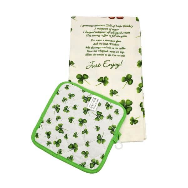 Connemara Kitchen Irish Coffee Recipe Tea Towel and Pot Holder - The Celtic Gift Store - Kitchenware