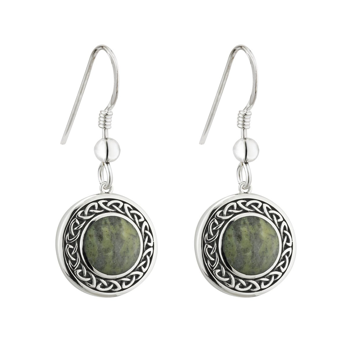 Connemara Marble and Sterling Silver Celtic Knot Drop Earrings - The Celtic Gift Store - Earrings