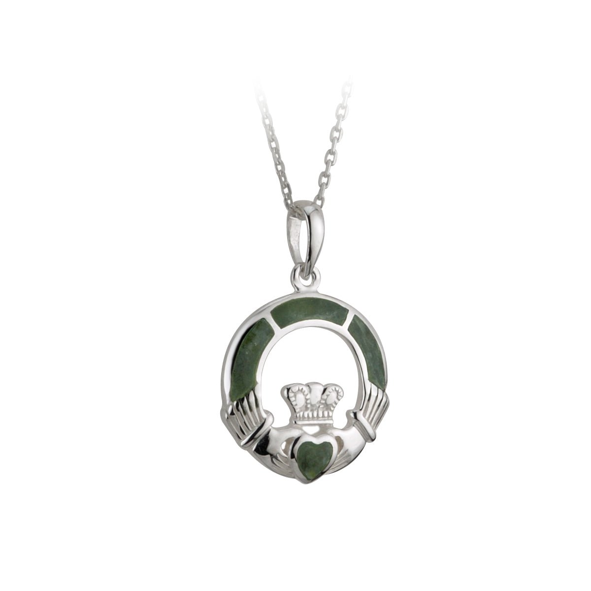 Connemara Marble and Sterling Silver Claddagh Necklace - The Celtic Gift Store - Necklaces