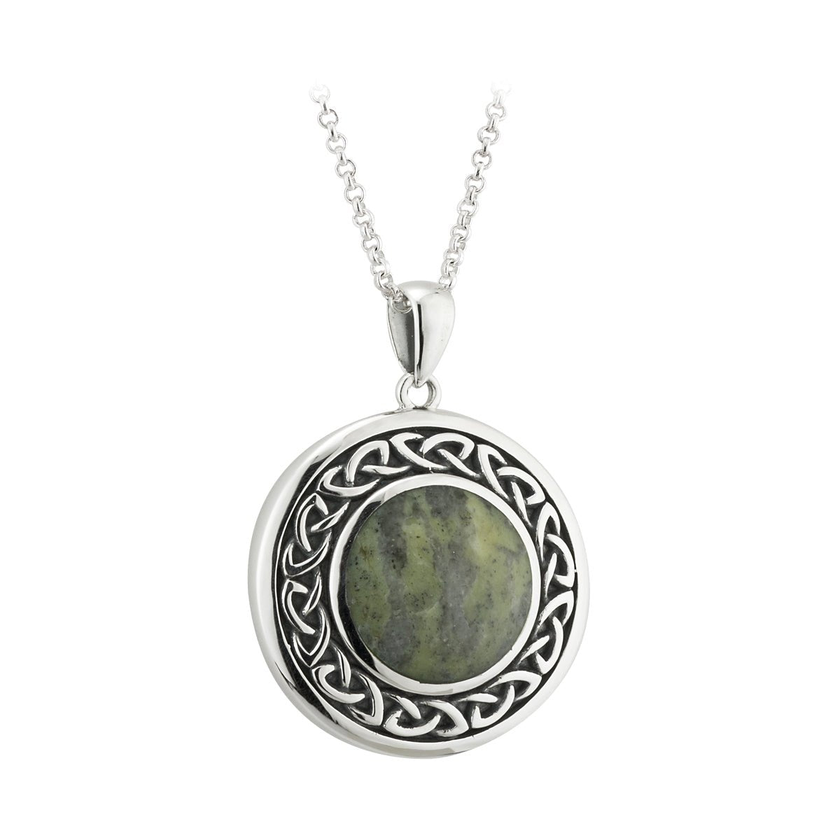 Connemara Marble and Sterling Silver Round Celtic Knot Necklace - The Celtic Gift Store - Necklaces