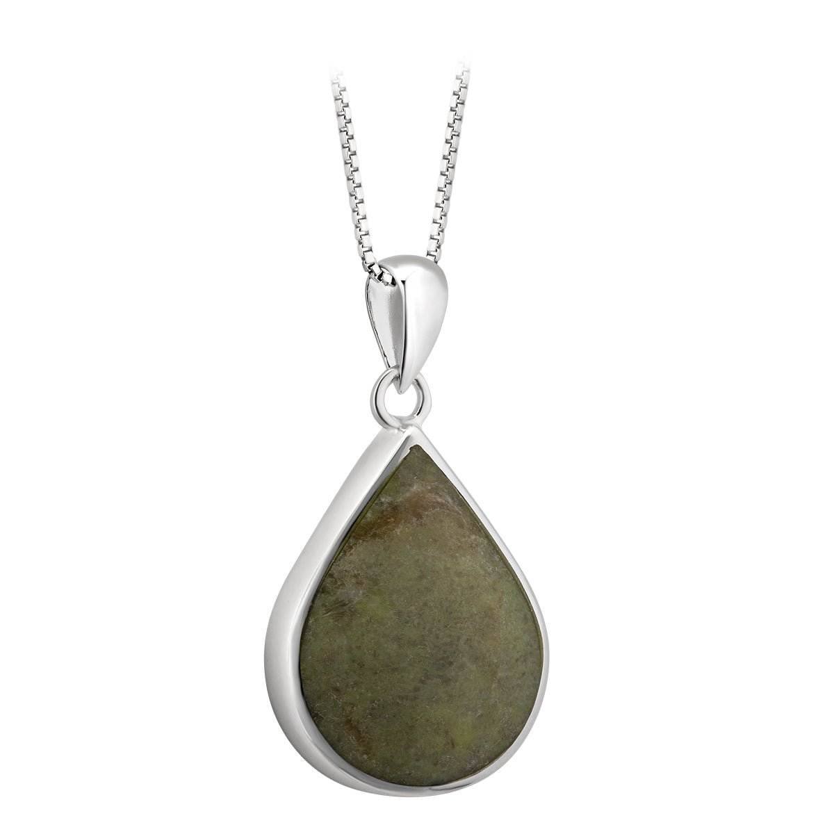 Connemara Marble and Sterling Silver Tear Drop Necklace - The Celtic Gift Store - Necklaces