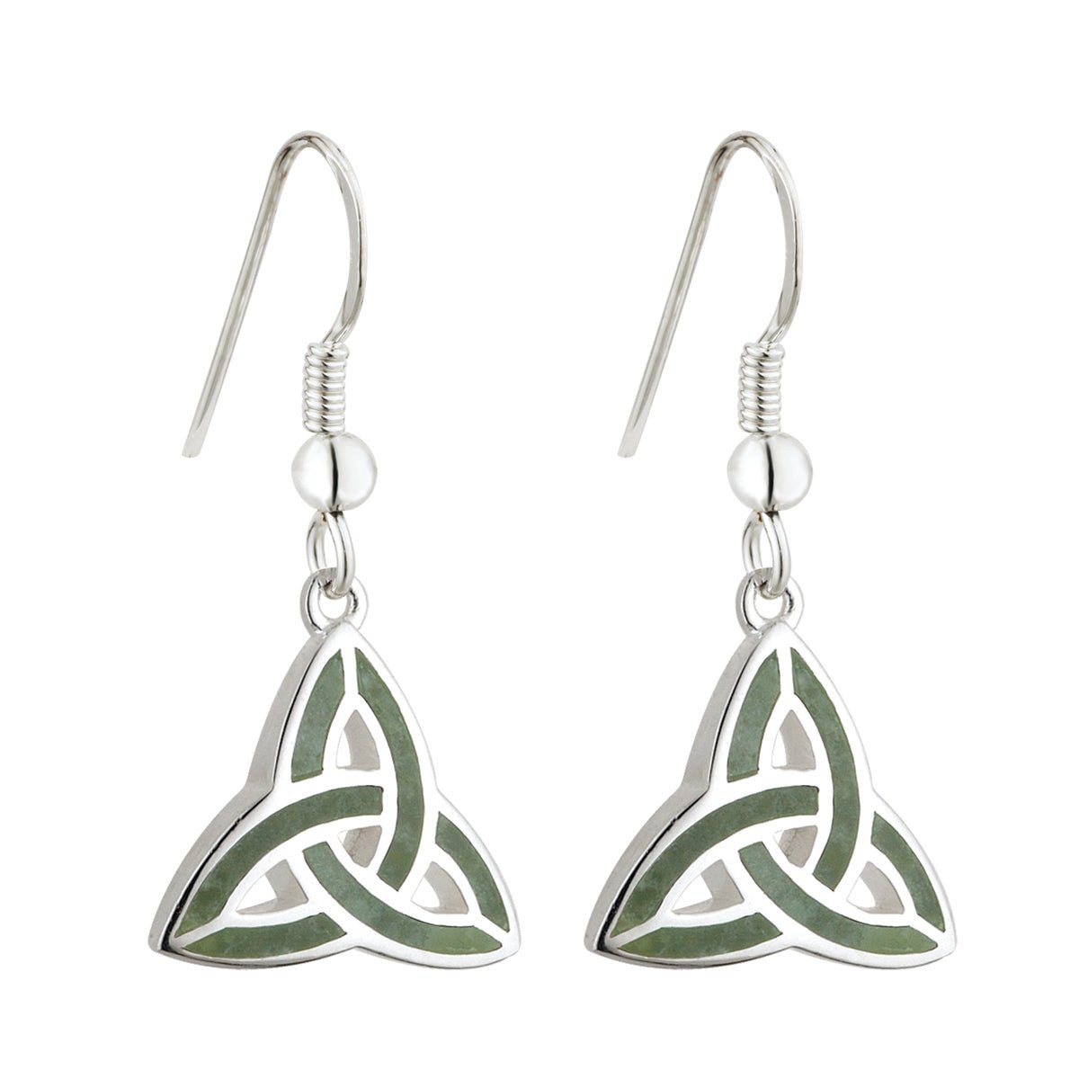 Connemara Marble and Sterling Silver Trinity Knot Drop Earrings - The Celtic Gift Store - Earrings