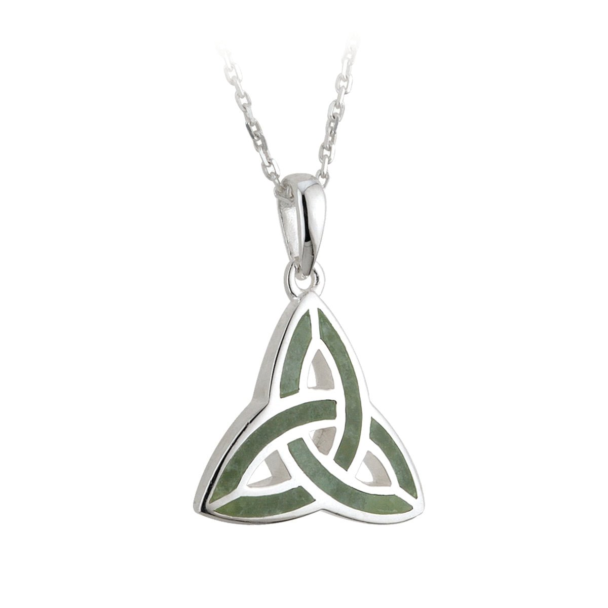 Connemara Marble Inlaid Sterling Silver Trinity Knot Necklace - The Celtic Gift Store - Necklaces