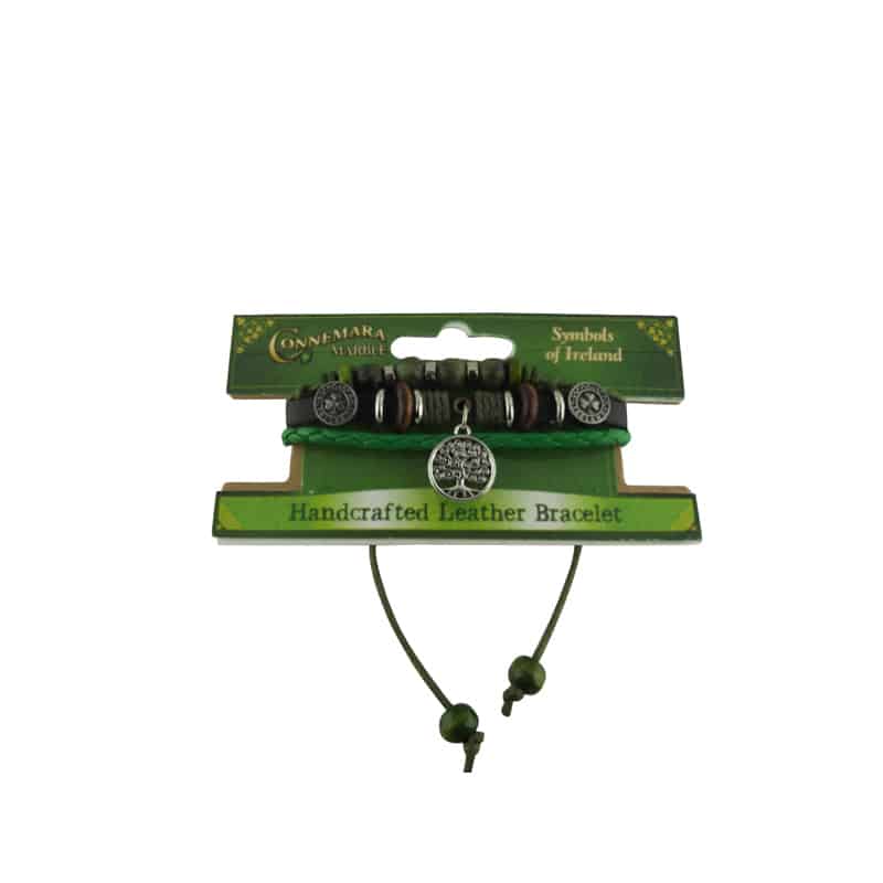 Connemara Marble Tree of Life Leather Charm Bracelet - The Celtic Gift Store - bracelets