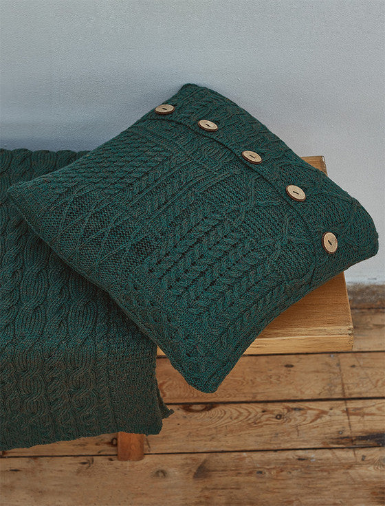 Connemara Green Wool Cushion Cover