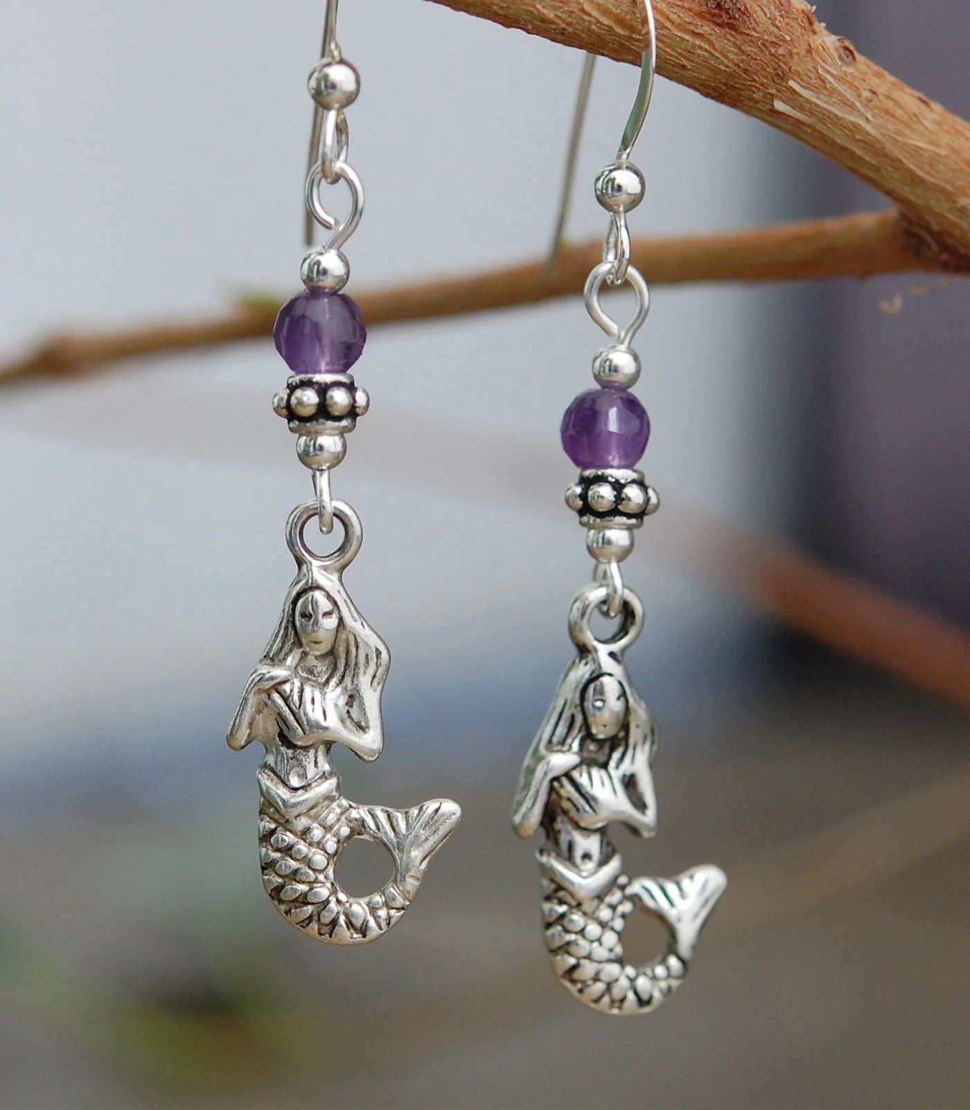 Cruthú Amethyst Celtic Mermaid Earrings - The Celtic Gift Store - Earrings