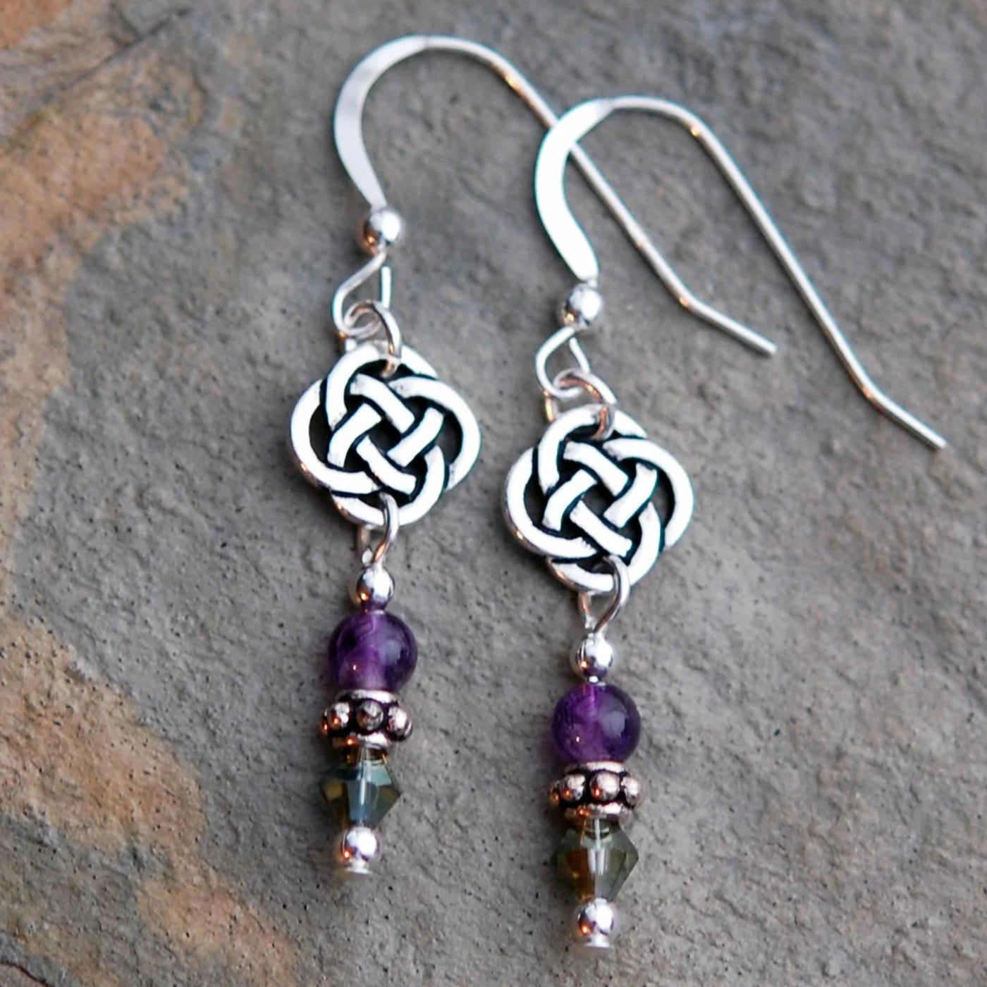 Cruthú Amethyst round Celtic Knot Earrings - The Celtic Gift Store - Earrings