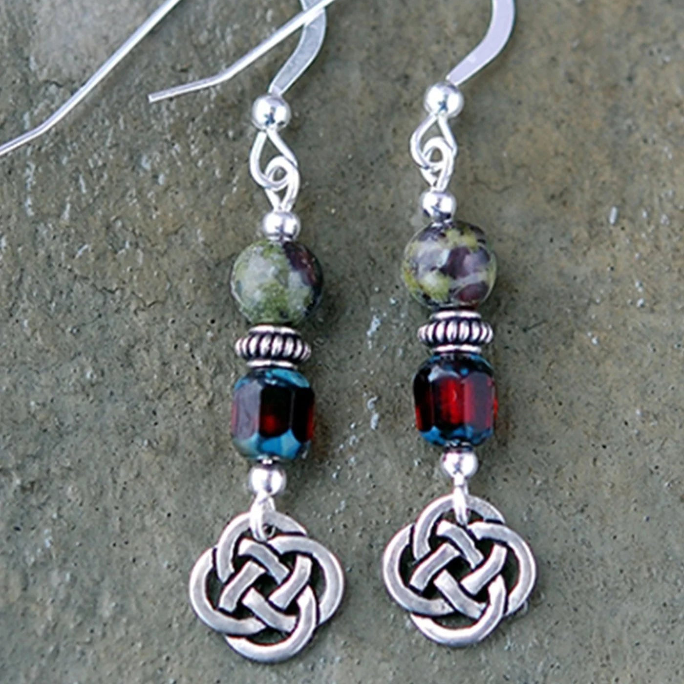 Cruthú Dragon Blood Jasper Celtic Knot Earrings - The Celtic Gift Store - Earrings